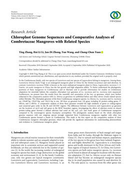 Chloroplast Genome Sequences and Comparative Analyses of Combretaceae Mangroves with Related Species