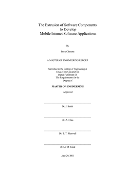 The Extrusion of Software Components to Develop Mobile Internet Software Applications