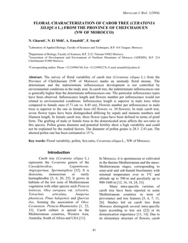 Floral Characterization of Carob Tree (Ceratonia Siliqua L.) from the Province of Chefchaouen (Nw of Morocco)