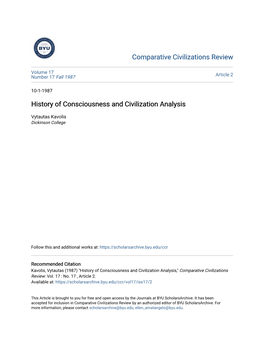 History of Consciousness and Civilization Analysis