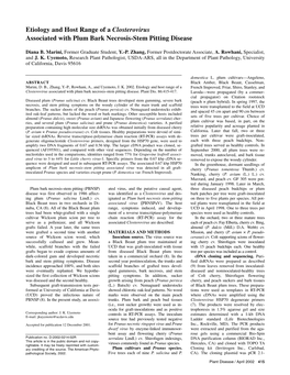 Etiology and Host Range of a Closterovirus Associated with Plum Bark Necrosis-Stem Pitting Disease