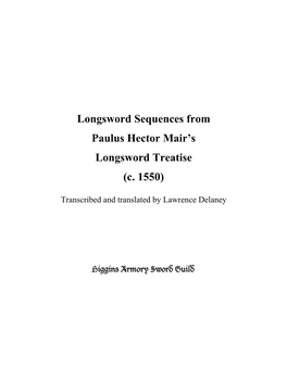 Longsword Sequences from Paulus Hector Mair's