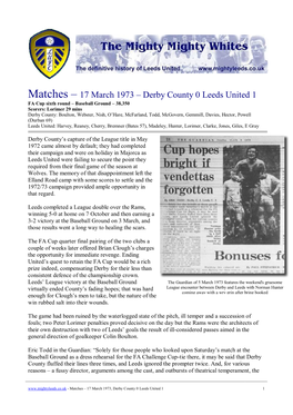 Matches – 17 March 1973 – Derby County 0 Leeds United 1