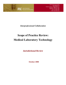 Scope of Practice Review: Medical Laboratory Technology