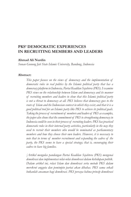 Pks' Democratic Experiences in Recruiting Members and Leaders