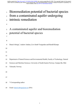Bioremediation Potential of Bacterial Species from a Contaminated