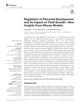 Regulation of Placental Development and Its Impact on Fetal Growth—New Insights from Mouse Models