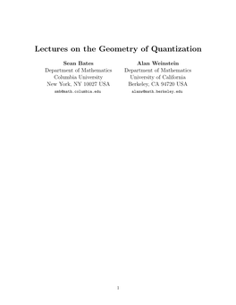 Lectures on the Geometry of Quantization