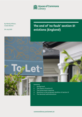 'No Fault' Section 21 Evictions (England)