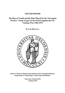 The Rise of Youth and the Role Played by the Norwegian Workers’ Youth League in the Protest Against the US- Vietnam War 1965-1973