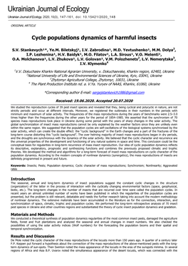 Cycle Populations Dynamics of Harmful Insects