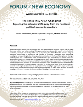 WORKING PAPER No. 02/2019