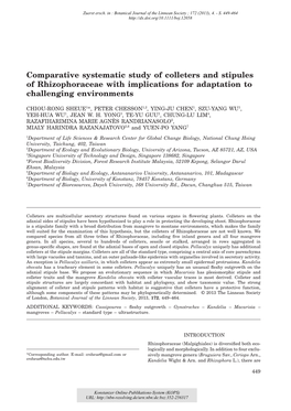 Comparative Systematic Study of Colleters and Stipules of Rhizophoraceae with Implications for Adaptation to Challenging Environments