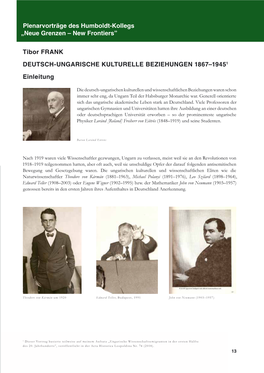 DEUTSCH-UNGARISCHE KULTURELLE BEZIEHUNGEN 1867–19451 Einleitung