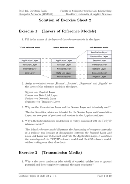 Computer Networks -- Solution of Exercise Sheet 2 -- WS1819