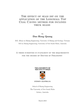 The Effect of Seam Dip on the Application of the Longwall Top Coal Caving Method for Inclined Thick Seams