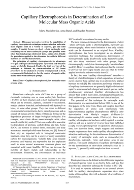 Capillary Electrophoresis in Determination of Low Molecular Mass Organic Acids