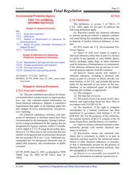 40 CFR Part 712, Chemical Information Rules Including PAIR