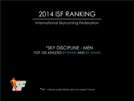 2014 ISF RANKING International Skyrunning Federation