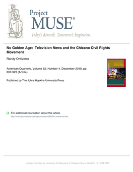 No Golden Age: Television News and the Chicano Civil Rights Movement