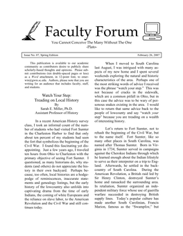 Faculty Forum Newsletter February 2007