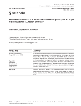 New Distribution Data for Prussian Carp Carassius Gibelio DOI: 10.2478/Cjf-2021-0010 CODEN RIBAEG ISSN 1330-061X (Print) 1848-0586 (Online)