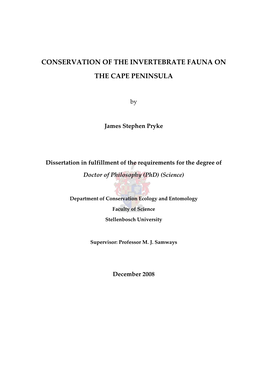 Conservation of the Invertebrate Fauna on The