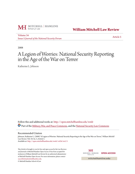 National Security Reporting in the Age of the War on Terror Katherine L