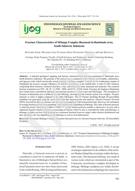 Fracture Characteristics of Mélange Complex Basement in Bantimala Area, South Sulawesi, Indonesia INDONESIAN JOURNAL on GEOSCIE