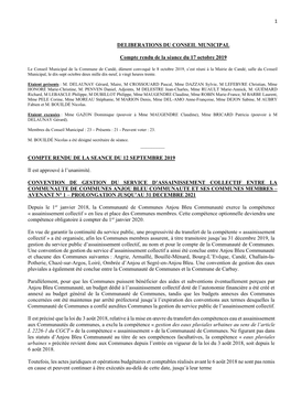 1 DELIBERATIONS DU CONSEIL MUNICIPAL Compte Rendu De La