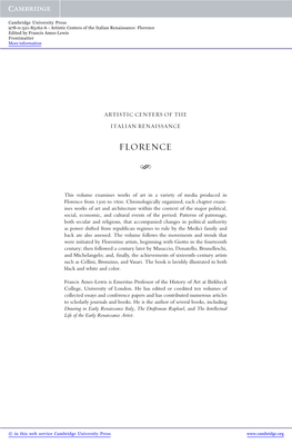 Florence Edited by Francis Ames-Lewis Frontmatter More Information