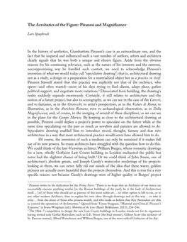 The Acrobatics of the Figure: Piranesi and Magnificence