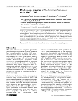 Rhodococcus Rhodochrous Strain ATCC 17895