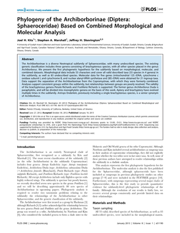 Phylogeny of the Archiborborinae (Diptera: Sphaeroceridae) Based on Combined Morphological and Molecular Analysis