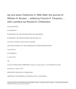 Up and Down California in 1860-1864; the Journal of William H