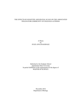 The Effects of Genotype and Spatial Scale on the Associated Pollinator Community of Solidago Altissima