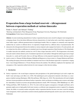 Agreement Between Evaporation Methods at Various Timescales Femke A
