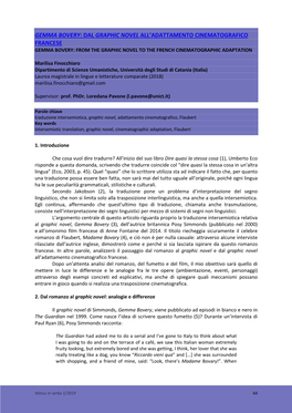 Gemma Bovery: Dal Graphic Novel All’Adattamento Cinematografico Francese Gemma Bovery: from the Graphic Novel to the French Cinematographic Adaptation