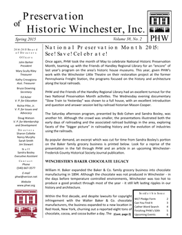 Historic Winchester, Inc. Preservation