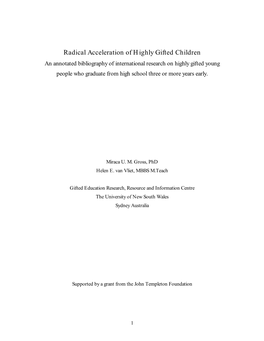 Radical Acceleration of Highly Gifted Children