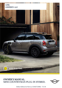 Owner's Manual. Mini Countryman Plug-In Hybrid