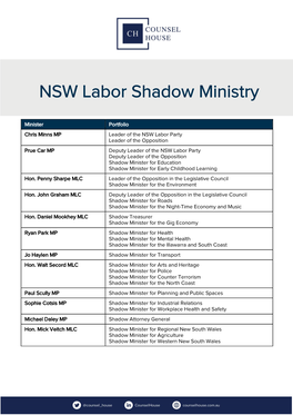 NSW Labor Shadow Ministry