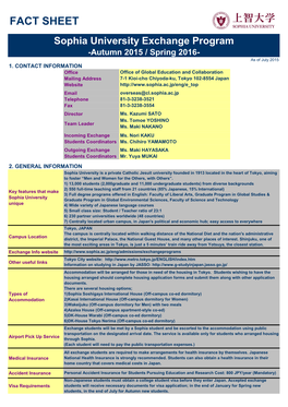 Exchange Program FACT SHEET