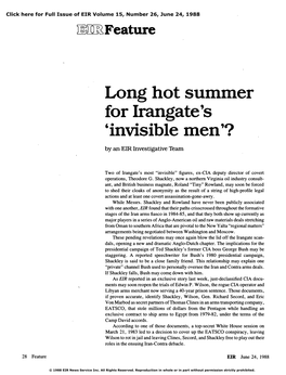 Long Hot Summer for Irangate's 'Invisible Men'?