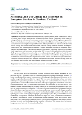 Assessing Land Use Change and Its Impact on Ecosystem Services in Northern Thailand