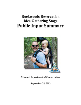 Rockwoods Reservation Idea Gathering Stage Public Input Summary