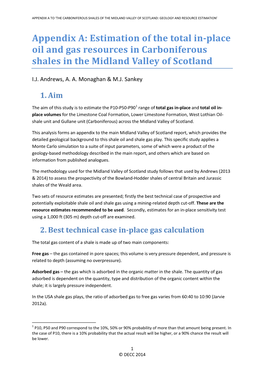 Estimation of the Total In-Place Oil and Gas Resources in Carboniferous Shales in the Midland Valley of Scotland