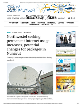 Northwestel Seeking Permanent Internet Usage Increases, Potential Changes for Packages in Nunavut | Nunatsiaq News