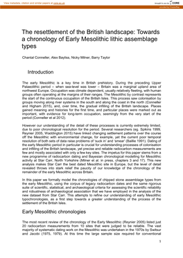 Towards a Chronology of Early Mesolithic Lithic Assemblage Types