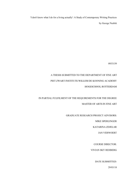 'I Don't Know What I Do for a Living Actually': a Study of Contemporary Writing Practices